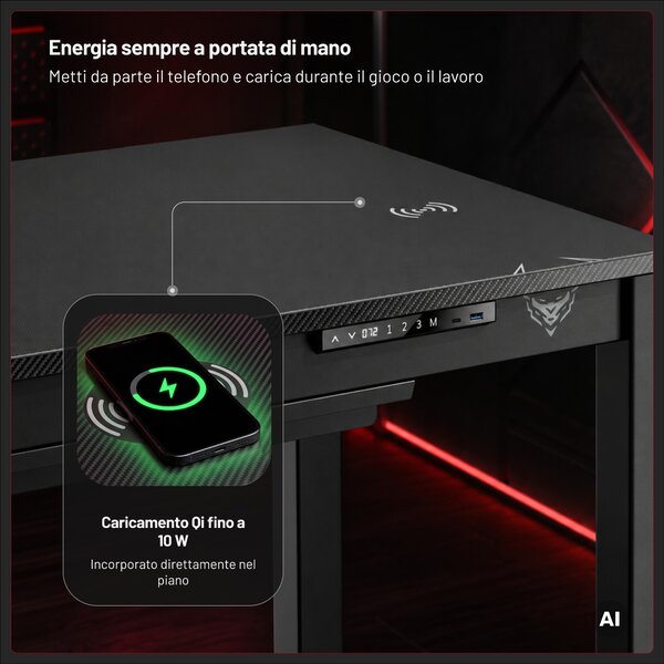 Scrivania gaming elettrica, 120x63 cm: Diablo X-RIFT nero