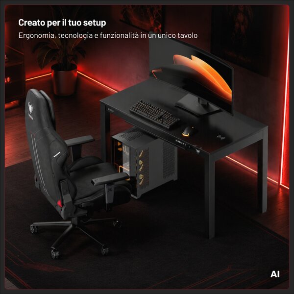 Scrivania gaming elettrica, 120x63 cm: Diablo X-RIFT nero