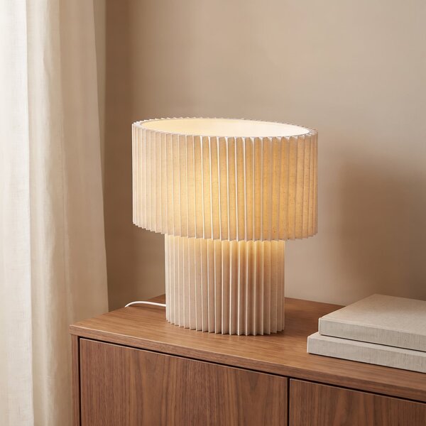 Lampade da tavolo Lindby, Tazia, Beige, Soggiorno, Tessuto / Tessile