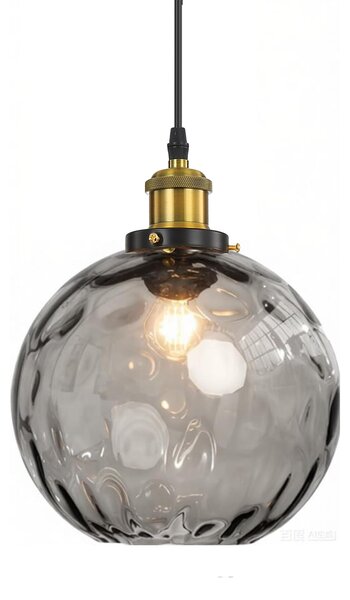 Lampada a sospensione in vetro a forma di onda, con dettagli in ottone