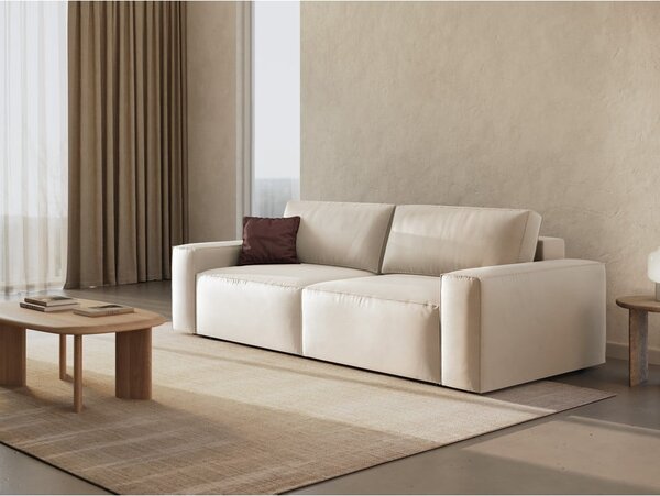 Divano beige allungabile/con contenitore con rivestimento in velluto 247 cm Jodie – Micadoni