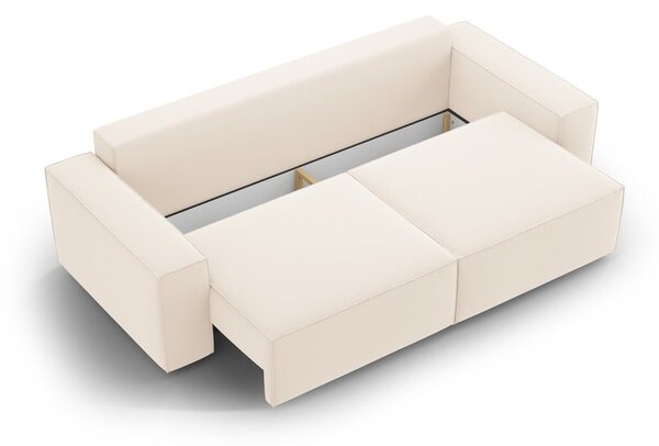 Divano beige allungabile/con contenitore con rivestimento in velluto 247 cm Jodie – Micadoni