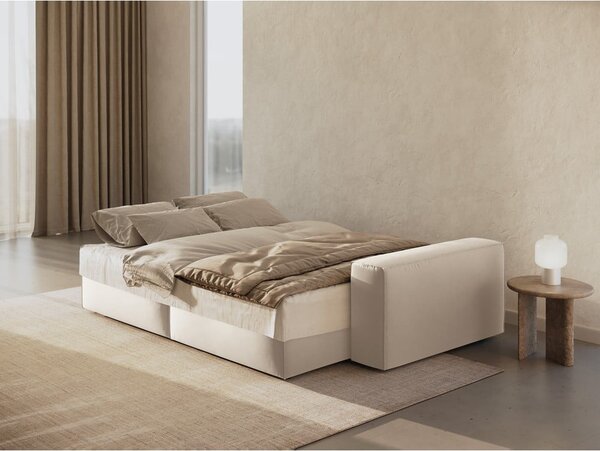 Divano beige allungabile/con contenitore con rivestimento in velluto 247 cm Jodie – Micadoni