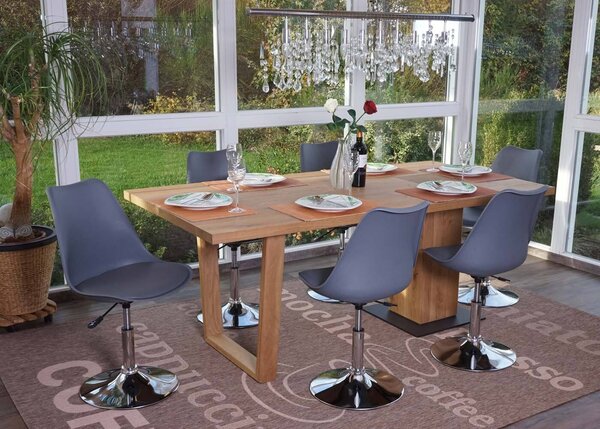 Set da 6 sedie da sala da pranzo Vaasa T501, sedie da cucina, regolabili in altezza e girevoli, in Pelle finta ~ grigio scuro, base cromata