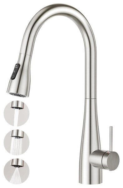 Miscelatore da cucina estraibile con 2 tipi di getto d'acqua