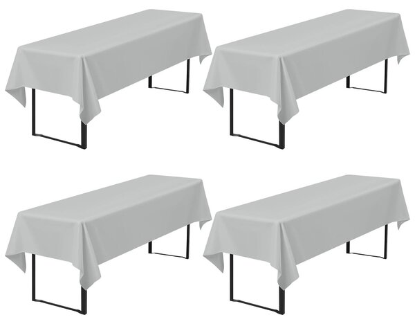 Set di 4 tovagliette per tavolo da birra, colore grigio chiaro, dimensioni 260 x 110 cm, lavabili
