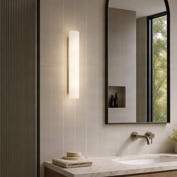 Applique da parete Lucande, Victoire, Bianco, Bagno, Vetro, Moderno