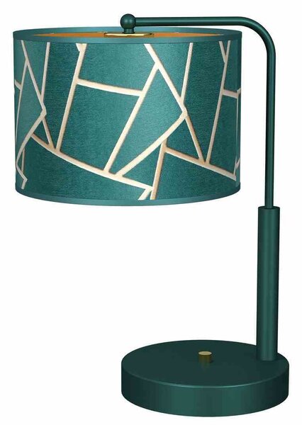 Lampada da tavolo ZIGGY, verde e oro, 1 attacco E27, 40W, paralume in tessuto, dimensioni: 37x32x25 cm, grado di protezione IP20, marca Milagro