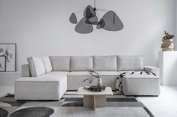 Divano letto angolare in velluto a coste bianco Brave Dave - Miuform
