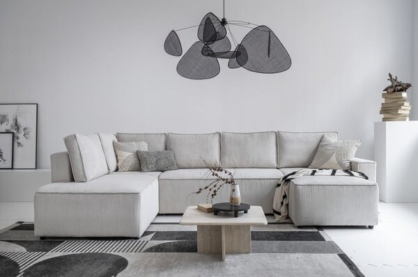 Divano letto angolare in velluto a coste bianco Brave Dave - Miuform