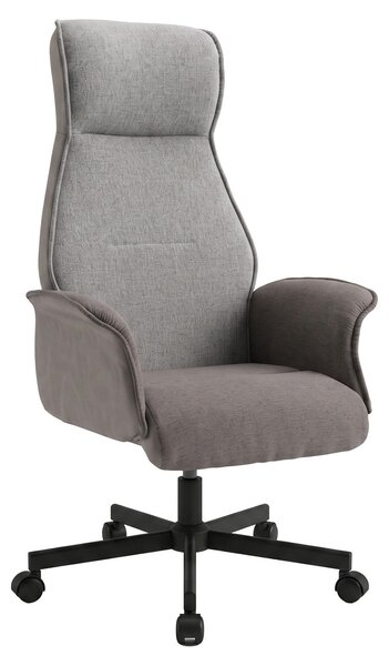 Axia - Sedia Da Ufficio 49x125x70 cm Poltrona Presidenziale Comoda con Ruote Girevoli inPoliuretanoe Tessuto Grigio