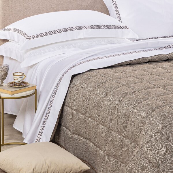 Trapunta Leggerissima MATRIMONIALE Gemma MOKA Raso Jacquard Caleffi