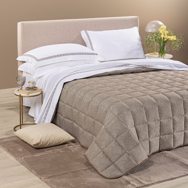 Trapunta Leggerissima MATRIMONIALE Gemma MOKA Raso Jacquard Caleffi