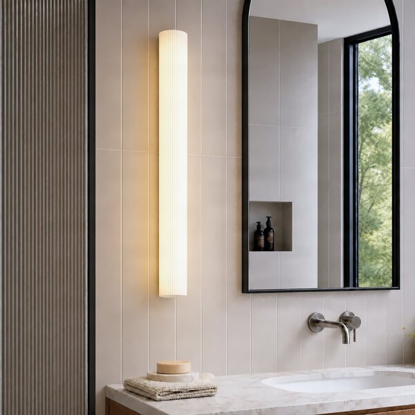 Applique da parete Lucande, Victoire, Bianco, Bagno, Vetro, Moderno
