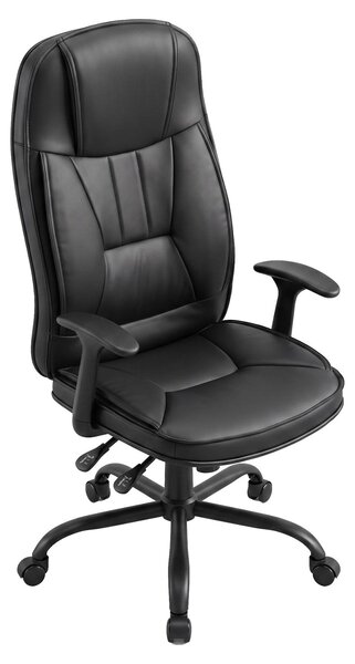 Yūto - Sedia Da Ufficio Ergonomica 50x131x47 cm Poltrona Direzionale Comoda con Ruote Girevoli in Pelle finta Nera