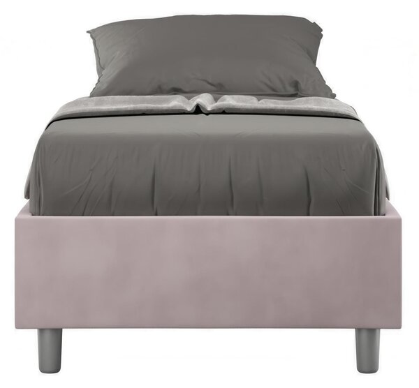 Letto Singolo senza rete imbottito con giroletto imbottito. Modello AZELIA Dimensioni 80x190 cm Posizionabile in Poco Spazio Essenziale Colore Glicine
