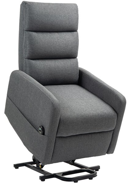 HOMCOM Poltrona relax elettrica con alzata assistita, telecomando, schiuma morbida, tasca laterale, rivestimento effetto lino, grigio | Aosom Italy