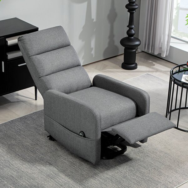 HOMCOM Poltrona relax elettrica con alzata assistita, telecomando, schiuma morbida, tasca laterale, rivestimento effetto lino, grigio | Aosom Italy