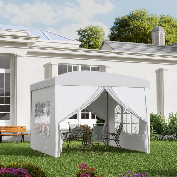 Outsunny Gazebo 3x3 m Pieghevole e Impermeabile con Pannelli Laterali, in Acciaio e tessuto Oxford, Bianco | Aosom Italy
