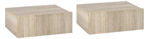 HOMCOM Set 2 Comodini Sospesi per Camera, Comodini Moderni con Fissaggio a Parete, in Legno, 40x30x15cm|Aosom
