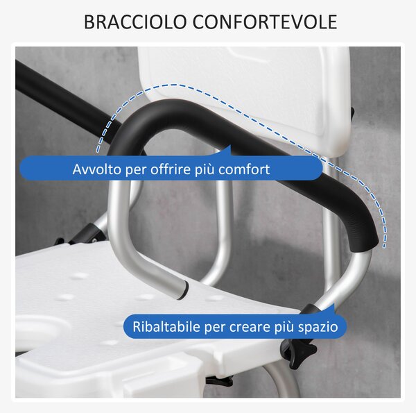 HOMCOM Sedia per doccia per Donne Incinte Imbottita con forma a U, 54x52x70-82cm, Bianco|Aosom