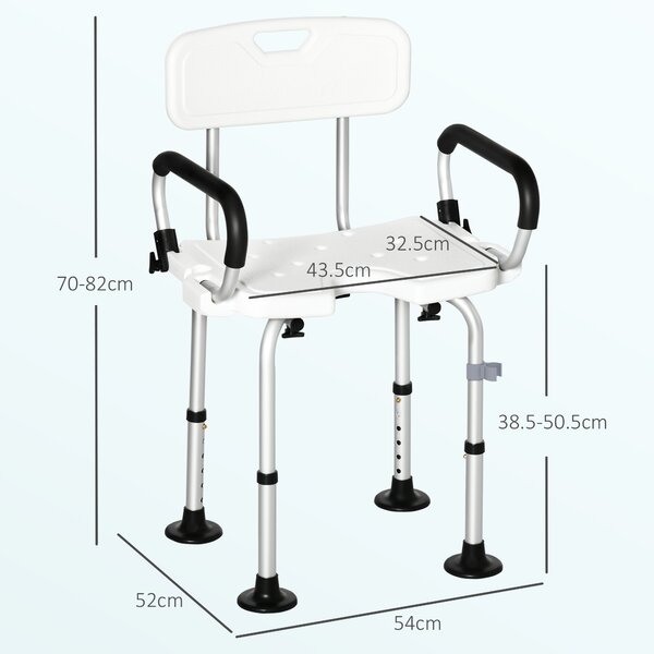 HOMCOM Sedia per doccia per Donne Incinte Imbottita con forma a U, 54x52x70-82cm, Bianco|Aosom