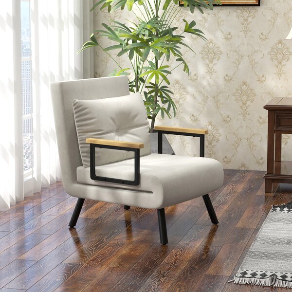 HOMCOM Poltrona Letto Singolo in Tessuto Effetto Velluto Reclinabile in 5 Posizioni con Cuscino Sfoderabile, 63x73x81cm, Crema | Aosom Italy