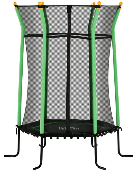 HOMCOM Trampolino Elastico per Bambini 3-10 Anni con Ingresso a Cerniera e Pali Imbottiti, Ø163.5x190 cm, Verde