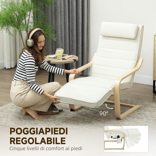 HOMCOM Poltrona Relax Riscaldante e Massaggiante con Poggiapiedi Regolabile e Telecomando, 67x95x101 cm, Crema | Aosom Italy