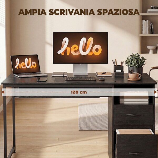 HOMCOM Scrivania Ufficio Tavolo Computer Salvaspazio, 120x52.3 cm, Nero | Aosom Italy