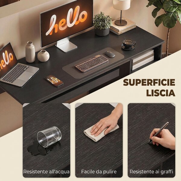 HOMCOM Scrivania Ufficio Tavolo Computer Salvaspazio, 120x52.3 cm, Nero | Aosom Italy