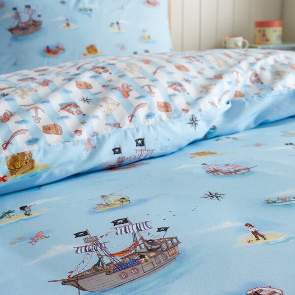 Set copripiumino e federa da bambini blu in cotone per culla 120x150 cm Pirates – Belle & Boo