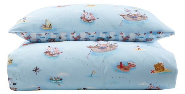 Set copripiumino e federa da bambini blu in cotone per culla 120x150 cm Pirates – Belle & Boo