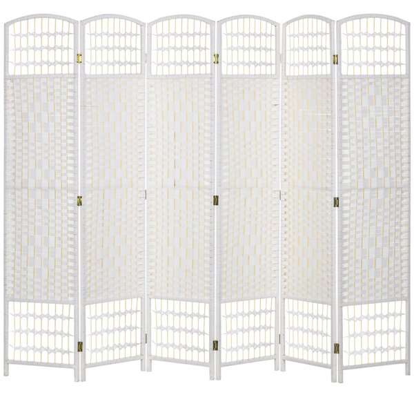 HOMCOM Paravento da Interno a 6 Pannelli Pieghevole 240x170 cm Bianco | Aosom Italy