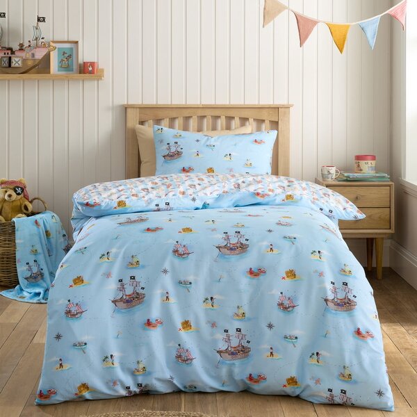 Set copripiumino e federa da bambini blu in cotone per culla 120x150 cm Pirates – Belle & Boo