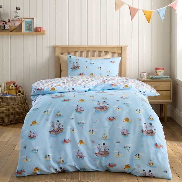 Set copripiumino e federa da bambini blu in cotone per culla 120x150 cm Pirates – Belle & Boo