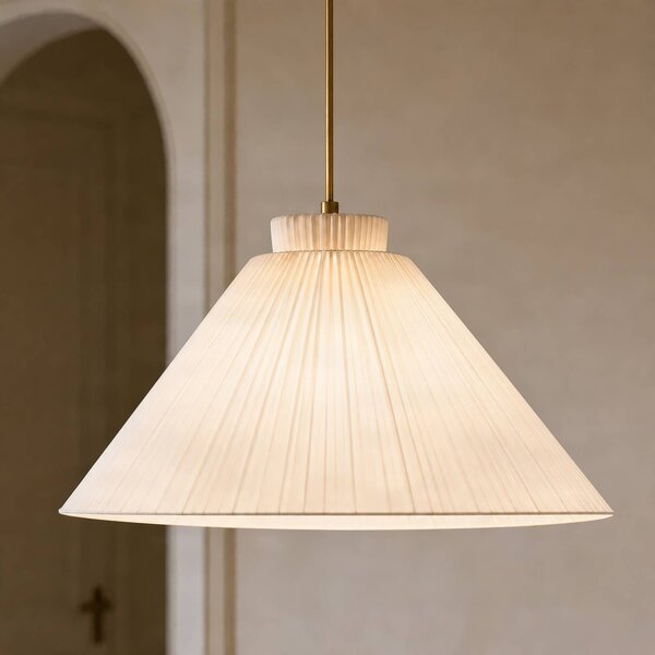 Lampada a sospensione Lisbeth Lucande, dimmerabile, Bianco / Opale, Soggiorno / Sala da pranzo, Tessuto / Stoffa / Seta, Campagna / Rustiche, Lampada a sospensione