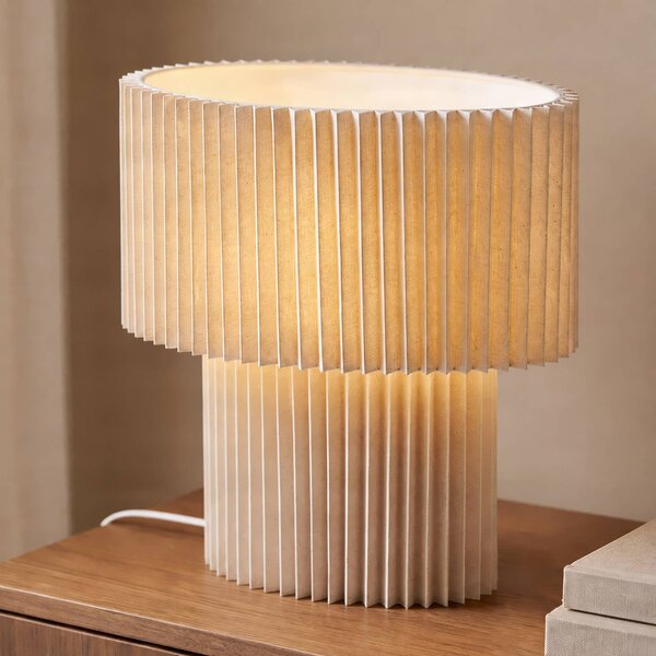 Lampada da tavolo Tazia Lindby, Crema / Ambra, Soggiorno / Sala da pranzo, Tessuto / Stoffa / Seta, Lampada da tavolo