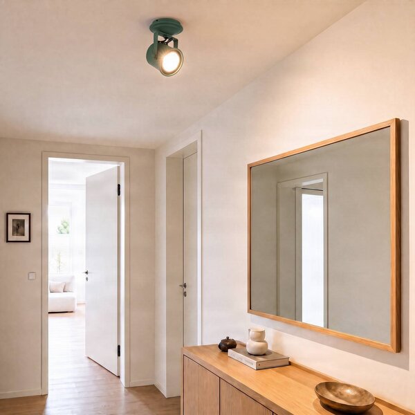 Faretto da soffitto Canico, a una luce, verde Canico Argon, Verde, Soggiorno / Sala da pranzo, Metallo, Moderno, Faretto alogeno