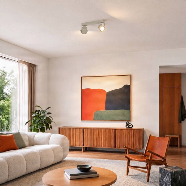 Faretto da soffitto Canico, a due luci, color crema Canico Argon, Crema / Ambra, Soggiorno / Sala da pranzo, Metallo, Moderno, Faretto alogeno