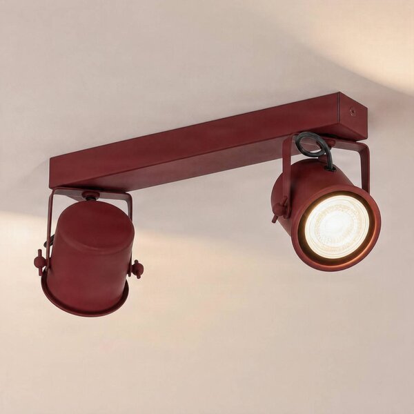 Faretto da soffitto Canico, a due luci, rosso Canico Argon, Rosso, Soggiorno / Sala da pranzo, Metallo, Moderno, Faretto alogeno