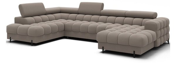 Divano angolare marrone chiaro allungabile (con penisola a sinistra/a U) con rivestimento in velluto Feraria – ELTAP