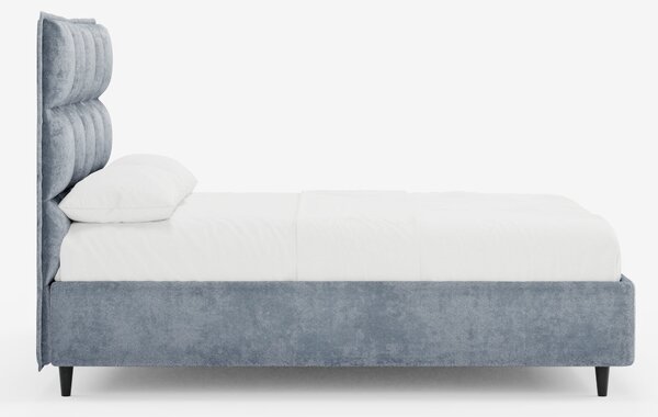 AURO letto imbottito con vano contenitore e testiera capitonné alta in