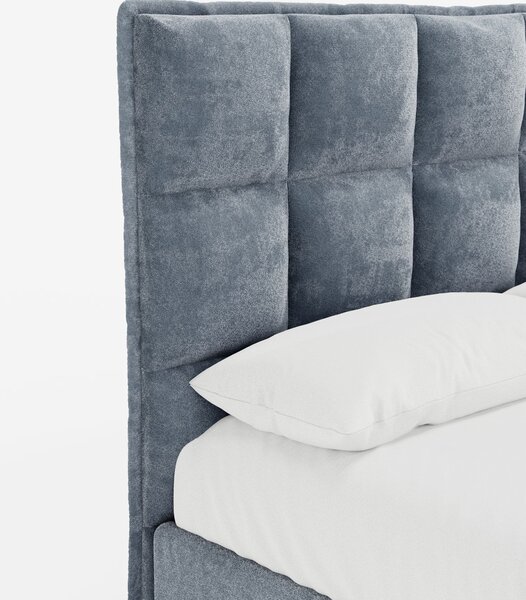 AURO letto imbottito con vano contenitore e testiera capitonné alta in