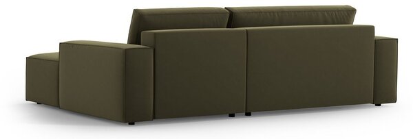 Divano angolare verde allungabile/con contenitore (con penisola a destra/con chaise lounge) con rivestimento in velluto Jodie – Micadoni