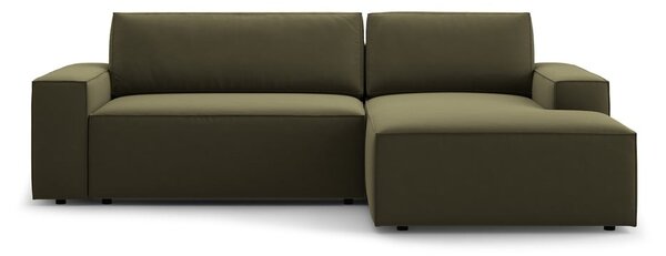 Divano angolare verde allungabile/con contenitore (con penisola a destra/con chaise lounge) con rivestimento in velluto Jodie – Micadoni