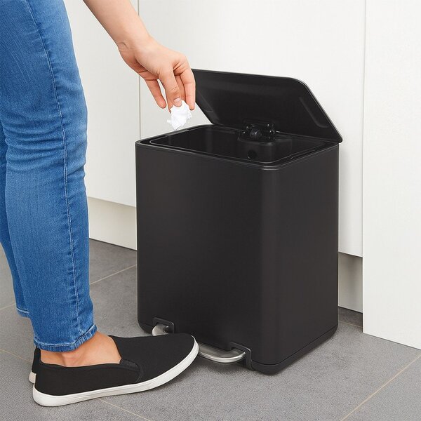 Cestino per la spazzatura nero in acciaio inox con pedale 20 l Black – Orion