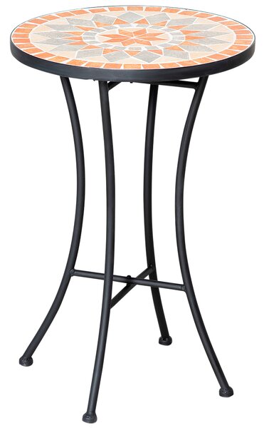 Outsunny Tavolino da Giardino e da Caffè Mosaico, Ø35.5x53.5 cm, Nero | Aosom Italy