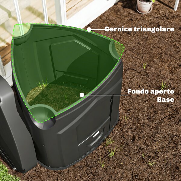 Outsunny Compostiera da Giardino Compostiera Domestica Girevole, 78x75x78 cm, Nero | Aosom Italy