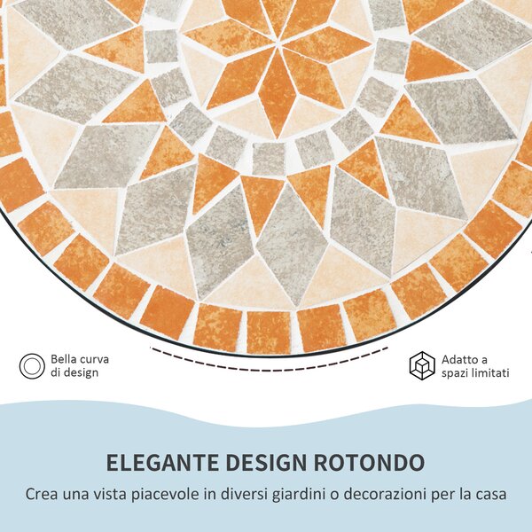 Outsunny Tavolino da Giardino e da Caffè Mosaico, Ø35.5x53.5 cm, Nero | Aosom Italy